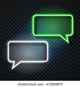 Vector realistic isolated neon retro speech bubbles on the transparent background for decoration and covering. Concept of message and network.