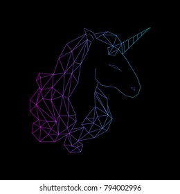 Vector realistic isolated neon retro sign of unicorn