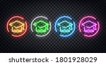 Vector realistic isolated neon sign of Graduation frame logo for template decoration and layout covering on the transparent background.