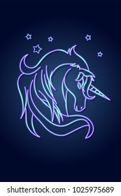 Vector Realistic Isolated Neon Sign Of Unicorn 