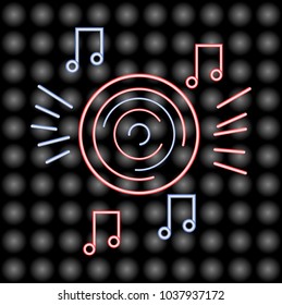 Vector realistic isolated neon sign of vinyl for decoration and covering on the wall background. Concept of night club, music and dj profession.