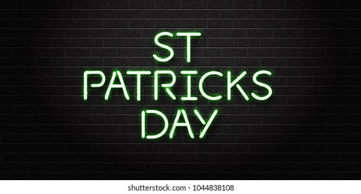 Vector realistic isolated neon sign of Patricks Day lettering for decoration and covering on the wall background. Concept of Happy St. Patricks Day.