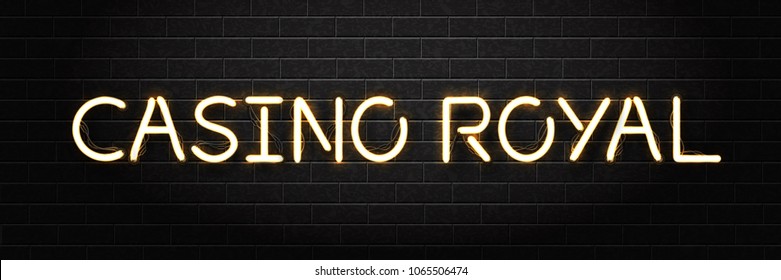 Vector realistic isolated neon sign of Casino Royal lettering for decoration and covering on the wall background. Concept of casino winning, award ceremony and jackpot.
