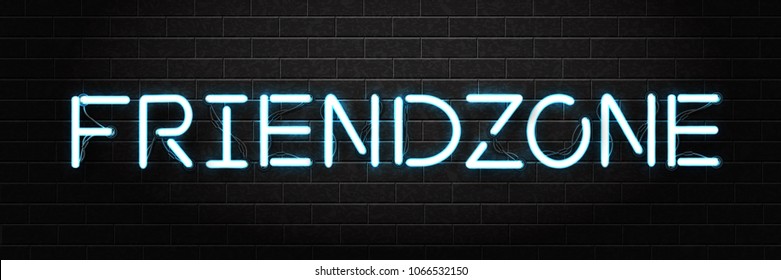 Vector realistic isolated neon sign of Friendzone lettering for decoration and covering on the wall background.