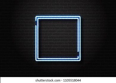 Vector realistic isolated neon sign of frame for decoration and covering on the wall background. Concept of signboard, night club and restaurant.