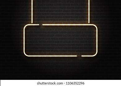 Vector realistic isolated neon sign of frame for decoration and covering on the wall background. Concept of signboard, night club and restaurant.