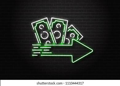 Vector realistic isolated neon sign of cash loans logo for decoration and covering on the wall background. Concept of fast money and financial crisis.