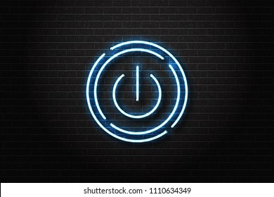 Vector realistic isolated neon sign of power button for decoration and covering on the wall background.