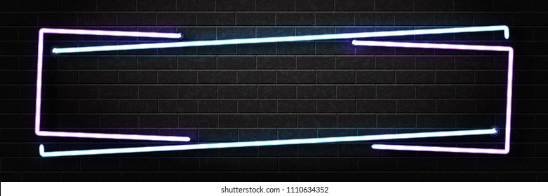 Vector realistic isolated neon sign of frame for decoration and covering on the wall background. Concept of signboard, night club and restaurant.