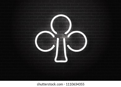 Vector realistic isolated neon sign of card suit for decoration and covering on the wall background. Concept of casino and gambling.