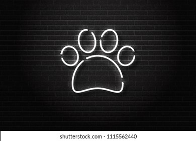 Vector realistic isolated neon sign of Pet Shop logo for decoration and covering on the wall background. Concept of veterinary and animal care.