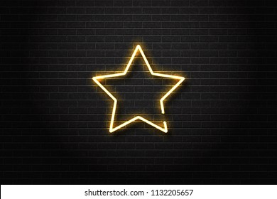 Vector realistic isolated neon sign of star for decoration and covering on the wall background.