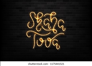 Vector realistic isolated neon sign of Shana Tova logo for decoration and covering on the wall background. Concept of Rosh Hashanah, Jewish New Year holiday.