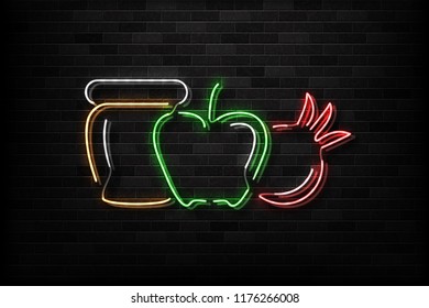 Vector realistic isolated neon sign of Shana Tova logo for decoration and covering on the wall background. Concept of Rosh Hashanah, Jewish New Year holiday.