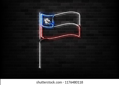 Vector realistic isolated neon sign of Chile flag logo for decoration and covering on the wall background. Concept of Happy Independence Day in Chile.