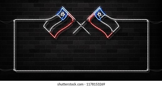 Vector realistic isolated neon sign of Chile flag frame for decoration and covering on the wall background. Concept of Happy Independence Day in Chile.