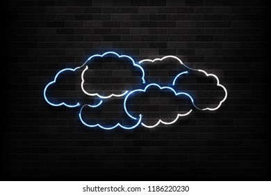 Vector realistic isolated neon sign of cloud for decoration and covering on the wall background.