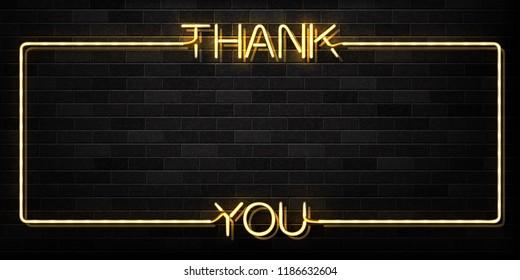 Vector realistic isolated neon sign of Thank You frame logo for decoration and covering on the wall background.