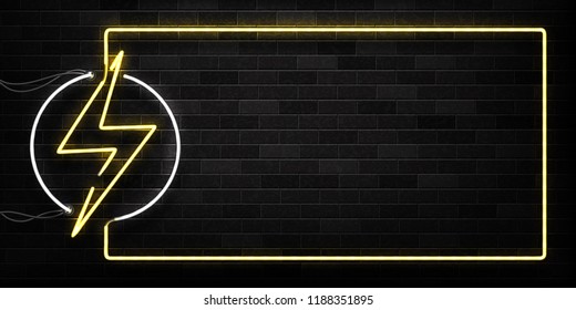 Vector realistic isolated neon sign of Electricity frame logo for decoration and covering on the wall background. Concept of lightning and energy.