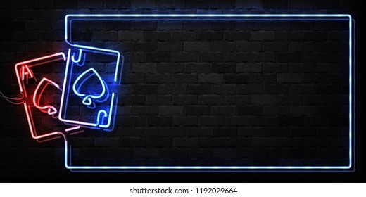Vector realistic isolated neon sign of Blackjack frame logo for decoration and covering on the wall background. Concept of casino and gambling.
