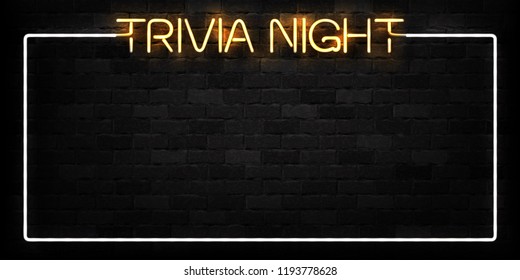 Vector realistic isolated neon sign of Trivia Night frame logo for decoration and covering on the wall background.