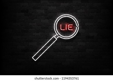 Vector realistic isolated neon sign of Lie check logo for decoration on the wall background.