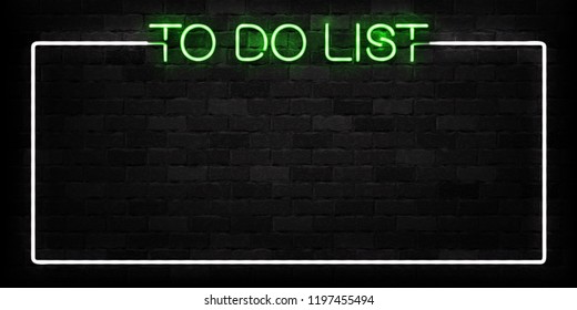 Vector realistic isolated neon sign of To Do List frame logo for decoration and covering on the wall background.