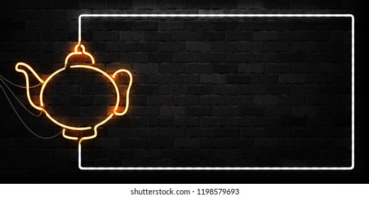 Vector realistic isolated neon sign of Tea logo for decoration and covering on the wall background.