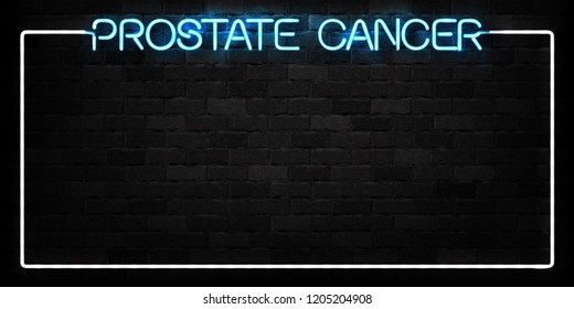 Vector realistic isolated neon sign of Prostate Cancer frame logo for decoration and covering on the wall background. Concept of November, Prostate cancer awareness month.