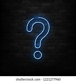 Vector realistic isolated neon sign of Question logo for decoration and covering on the wall background.