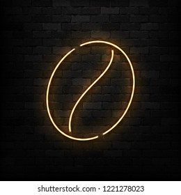 Vector realistic isolated neon sign of Coffee Bean logo for decoration and covering on the wall background. Concept of cafe and coffee shop.