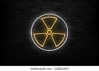 Vector realistic isolated neon sign of Radioactive logo for template decoration and layout covering on the wall background.