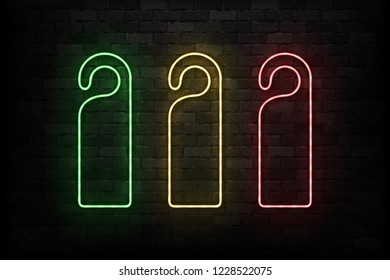 Vector realistic isolated neon sign of Door Hanger logo for decoration and covering on the wall background. Concept of hotel and privacy.