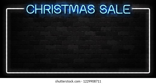 Vector realistic isolated neon sign of Christmas Sale frame logo for decoration and covering on the wall background. Concept of Happy New Year.