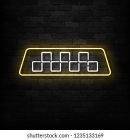Vector realistic isolated neon sign of Taxi logo for decoration and covering on the wall background.