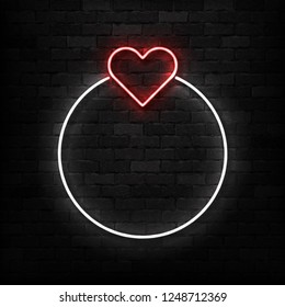 Vector realistic isolated neon sign of Heart frame logo for template decoration and covering on the wall background. Concept of Happy Valentine's Day.