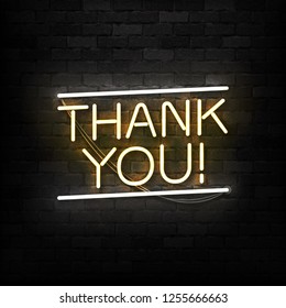Vector realistic isolated neon sign of Thank You logo for template decoration and covering on the wall background.