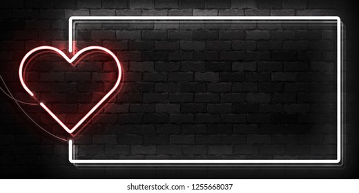 Vector realistic isolated neon sign of Heart frame logo for template decoration and covering on the wall background. Concept of Happy Valentine's Day.