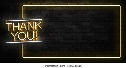 Vector realistic isolated neon sign of Thank You frame logo for template decoration and covering on the wall background.