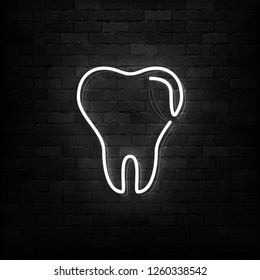 Vector realistic isolated neon sign of Tooth logo for decoration and covering on the wall background. Concept of dentist clinic and health care.