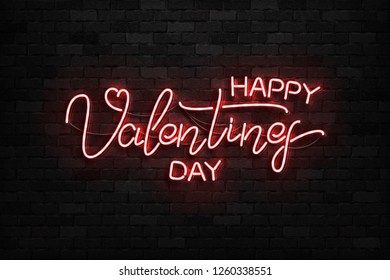 Vector realistic isolated neon sign of Happy Valentines Day logo for template decoration and covering on the wall background.