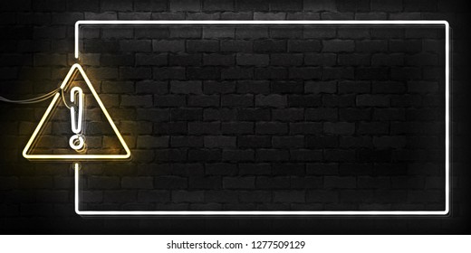 Vector realistic isolated neon sign of Warning frame logo for decoration and covering on the wall background.