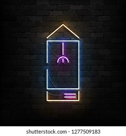 Vector realistic isolated neon sign of Claw Crane logo for decoration and covering on the wall background. Concept of toy machine.