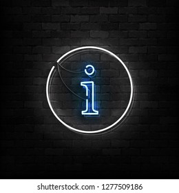 Vector realistic isolated neon sign of Info logo for decoration and covering on the wall background.