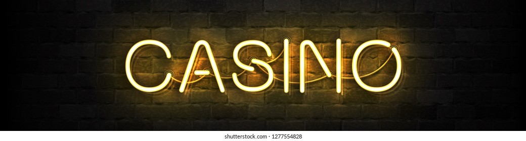 Vector realistic isolated neon sign of Casino logo for template decoration and covering on the wall background.