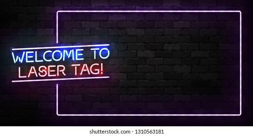 Vector realistic isolated neon sign of Laser Tag frame logo for decoration and covering on the wall background.