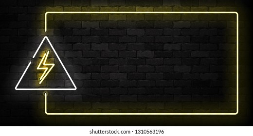 Vector realistic isolated neon sign of Electricity frame logo for decoration and covering on the wall background. Concept of lightning and energy.