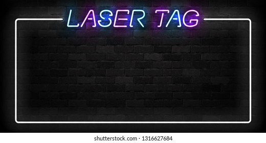 Vector realistic isolated neon sign of Laser Tag frame logo for decoration and covering on the wall background.