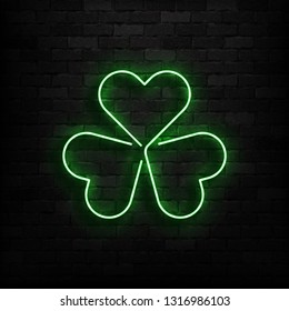 Vector realistic isolated neon sign of Clover logo for template decoration and covering on the wall background. Concept of Happy St. Patrick's Day.