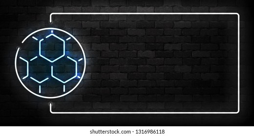 Vector realistic isolated neon sign of Football frame logo for template decoration and layout covering on the wall background. Concept of championship and sports.